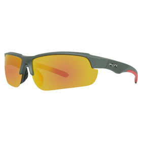 MAXX EYEWEAR Maxx 8 Mirrored Brown Polarized Sunglasses - Gunmetal & Red 57584